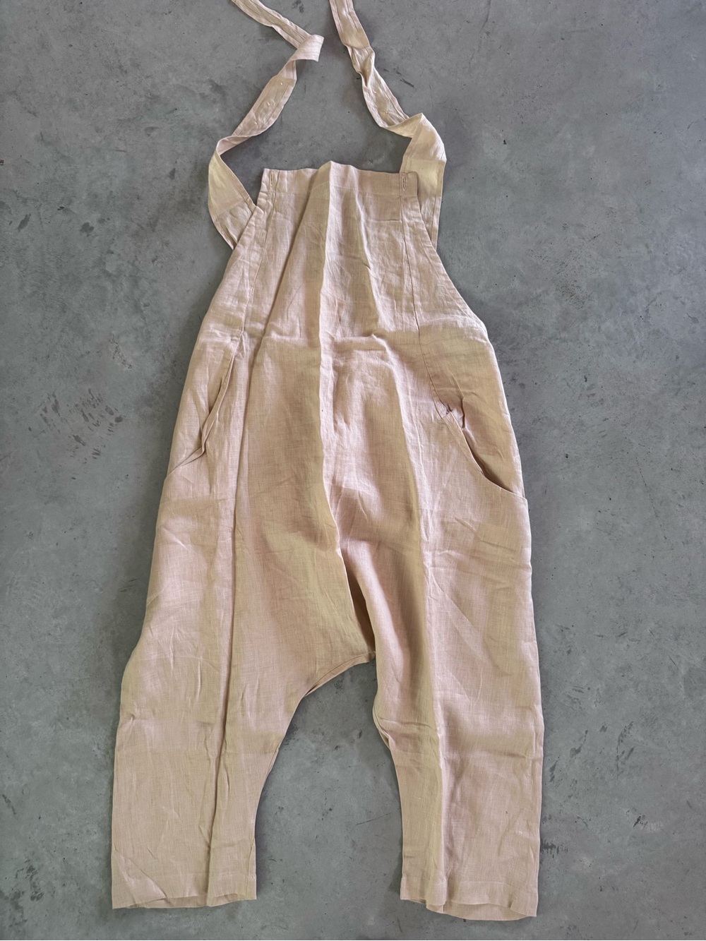 Myrah Penaloza Women's Pale Pink Linen Jumpsuit - Casual Halter Romper